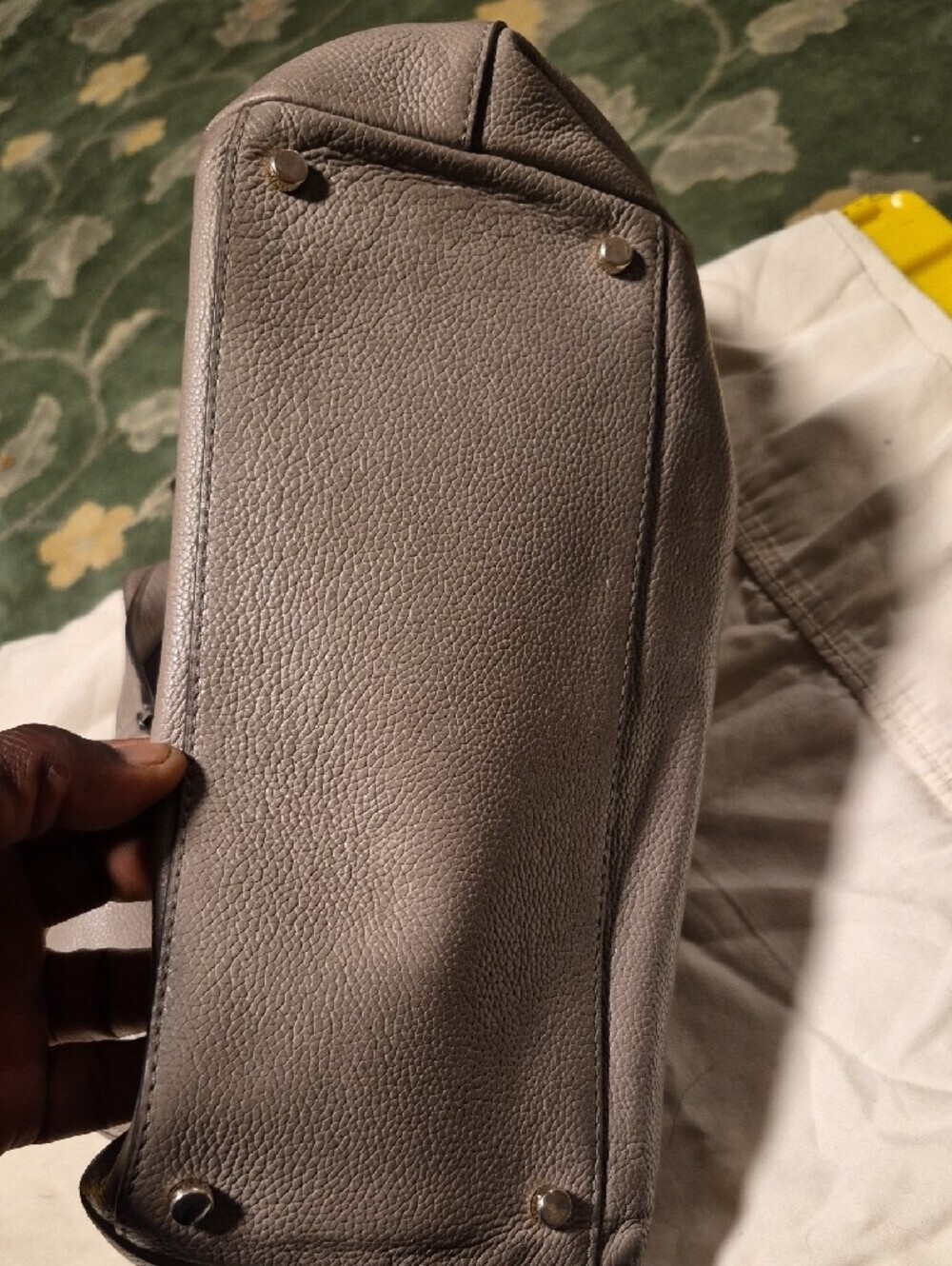 kate spade pebble leather embossed tote in taupe gray - Picture 2 of 9